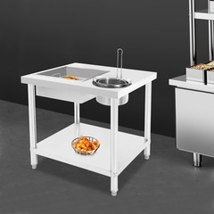 Commercial Breading Table Fried Chicken Station Prepare Workdesk Stainless Steel