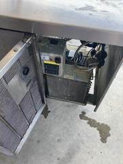 Commercial Stainless Refrigerated Prep Table w/ Raised Rail, 2 Doors