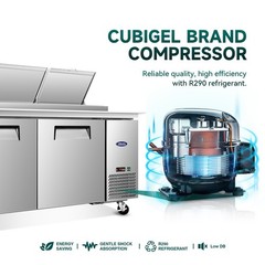 67″ Commercial Pizza-Sandwich Prep Table Refrigerator 2 Door,20.3Cuft Stainless