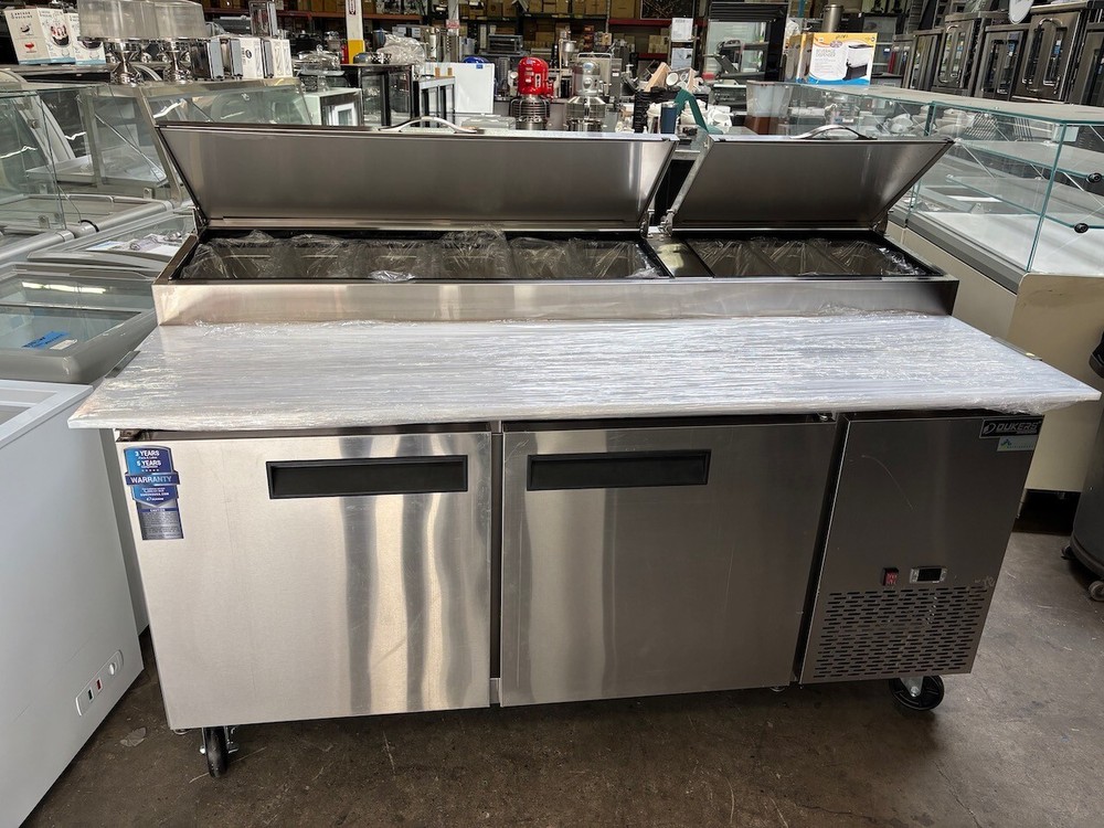 NEW 2 Door 70″ Refrigerated Pizza Prep Table Cooler 120V NSF Dukers DPP70 #2195