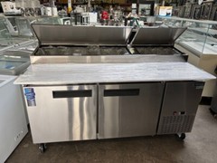 NEW 2 Door 70″ Refrigerated Pizza Prep Table Cooler 120V NSF Dukers DPP70 #2195