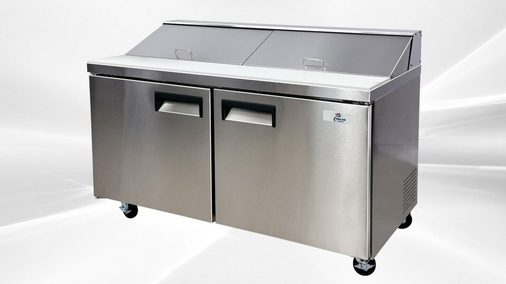 NEW 60″ Commercial Double Lid Refrigerator Prep Table Sandwich Pizza NSF ETL
