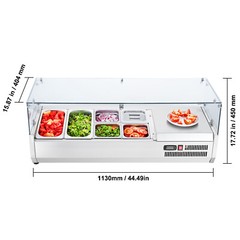 VEVOR 48″ Countertop Refrigerated Condiment Salad Pizza Prep Station Glass Guard