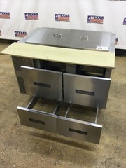 Randell PT-48-18W 48” 4 Drawer Sandwich Salad Prep Table With Casters