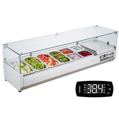 VEVOR 60″ Countertop Refrigerated Salad Pizza Prep Station 150 W Glass Guard ETL