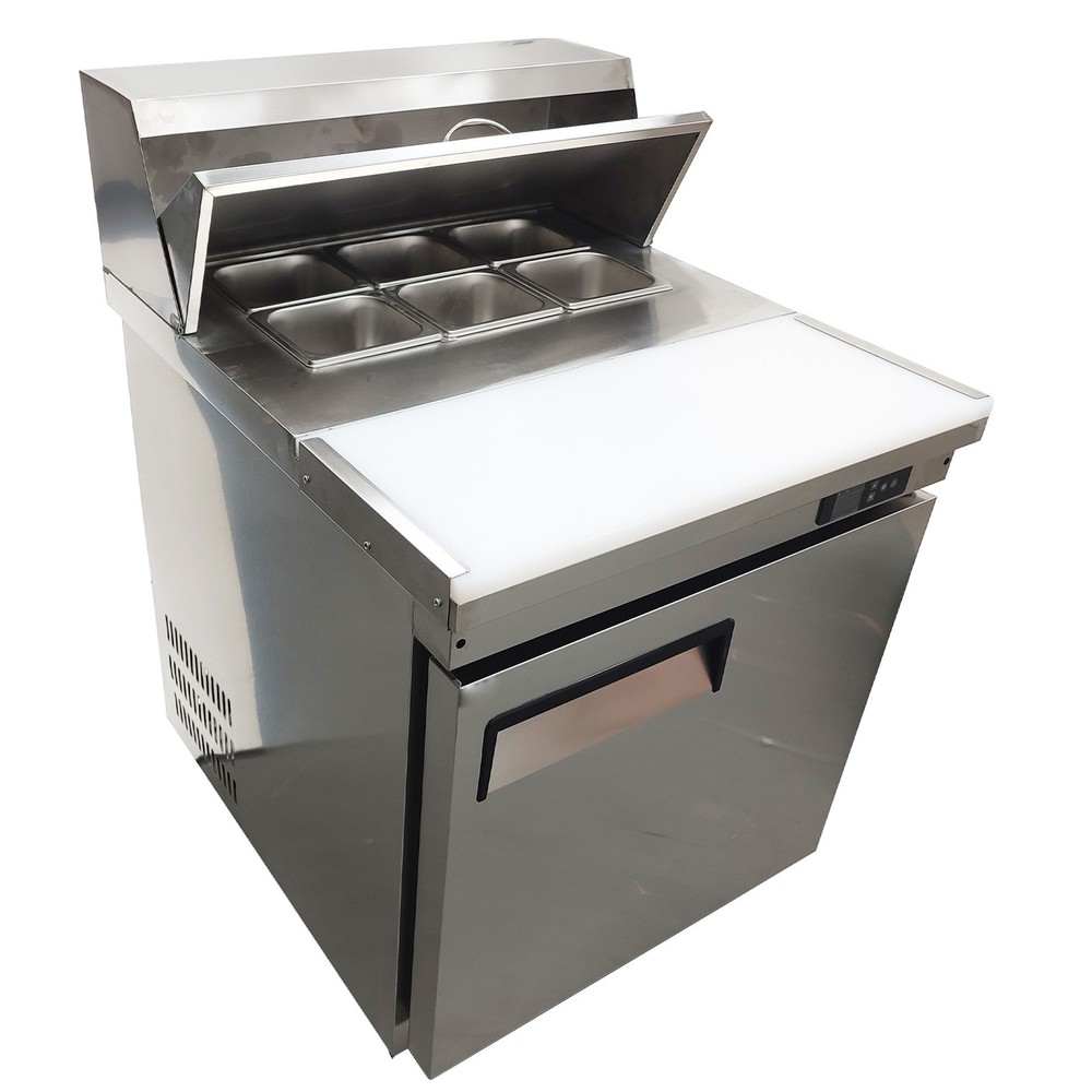 110V 163L Commercial Salad Refrigerator 2-8℃ Sandwich Salad Prep Table w/ 6 Pans