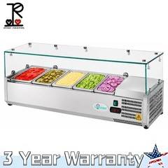 47″ Refrigerated Condiment Prep Station with 5 x 1/4 GN Pans 35-50°F for Salad