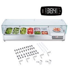 VEVOR 60″ Countertop Refrigerated Salad Pizza Prep Station 150 W Glass Guard ETL