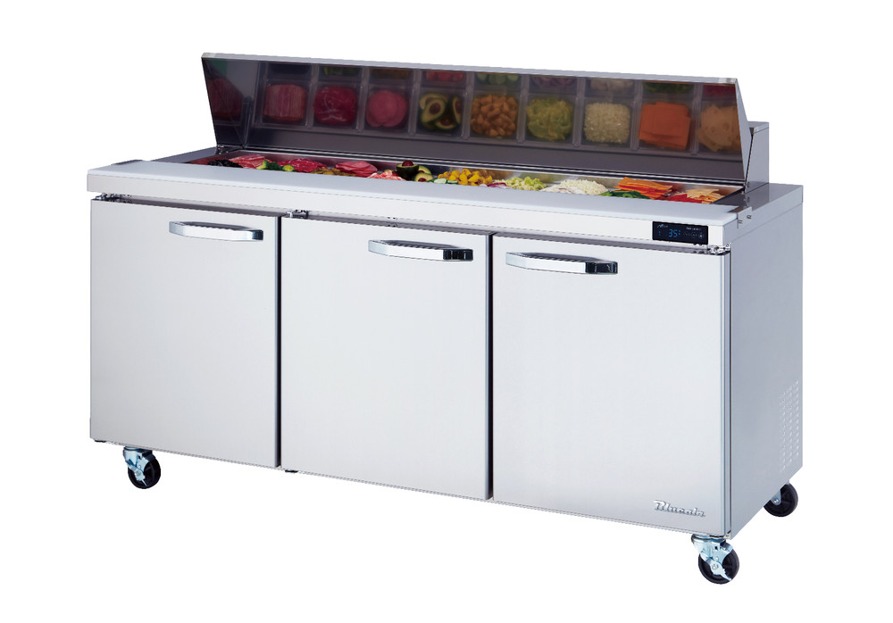 Blue Air BLPT72-HC 3 Doors All Stainless Prep. Table with (18) 1/6 Pans – 72″