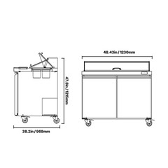 48″ Commercial Sandwich Prep Table, 12.5 Cu Ft, Stainless Steel, 18 Pans