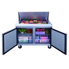 DUKERS DSP48-18M-S2, 2-Door 48″MEGA SAND PREP 18 OF 1/6 PANS ON TOP REFRIGERATOR