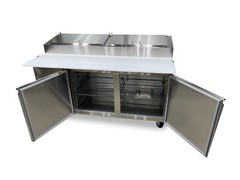 NEW 2 Door 67″ Refrigerated Pizza Prep Table Cooler NSF Pizza Counter