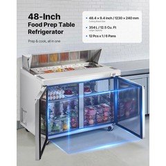 Uimoso 48″ Sandwich Prep Double Door Refrigerated Salad Prep Station with 12 Pan