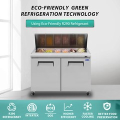 48″ Commercial Sandwich & Salad Prep Table Refrigerator 14Cu.Ft R290 Refrigerant