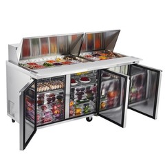 VEVOR 72″ Mega Top Commercial Refrigerated Sandwich Prep Station 3 Door w/30 Pan