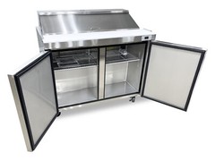 Sandwich Prep Unit 48″ Table Salad Refrigerator Prep Top 2 Door 12 Pan