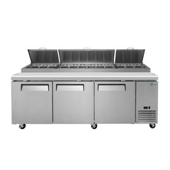 Commercial 93” Refrigerated Pizza Prep Table 3 Door Stainless Steel 31 cu.ft.