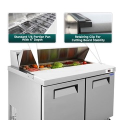 60″ Commercial Sandwich Prep Refrigerator -2 Door，Digital Temp Control，Low Noise