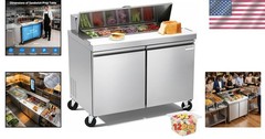 Luxury Stainless Steel Sandwich Prep Table Refrigerator – 48” Dine Fine Solution
