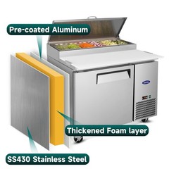 44″ Stainless Steel Commercial Pizza Prep Refrigerator – 11 CuFt Capacity