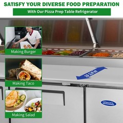 44 in /67 in /93 in Commercial Pizza Prep Table with a Built-in Refrigerator NSF