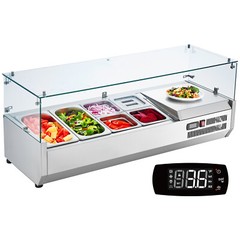 VEVOR 48″ Countertop Refrigerated Condiment Salad Pizza Prep Station Glass Guard
