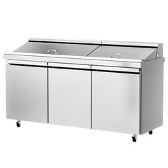 Commercial Refrigerator Salad Sandwich Prep Table 3 Doors Restaurant W/30 Pans