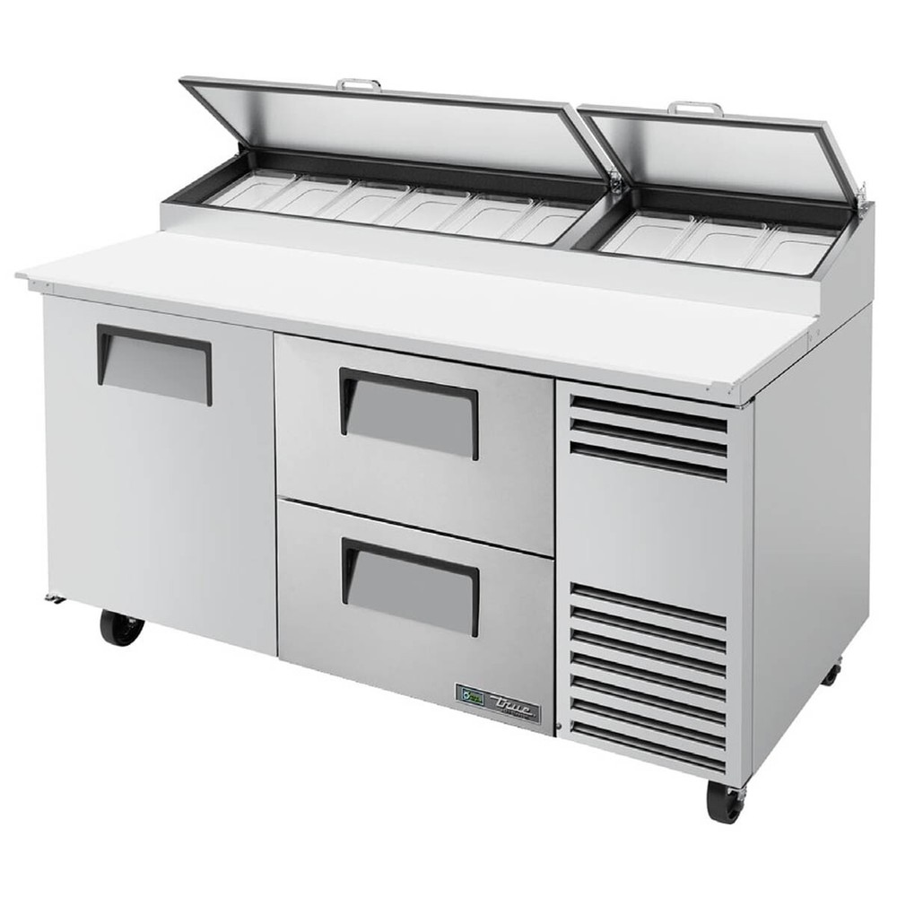 True TPP-AT-67D-2-HC 67″ Solid Door & 2 Drawers Refrigerated Pizza Prep Table…