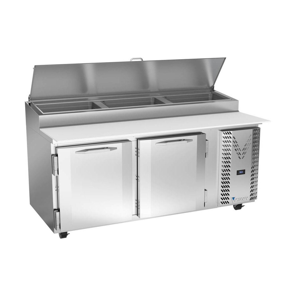 Victory VPP72HC 72″ 2-Section Refrigerated Pizza Prep Table w/ 2 Doors, 22.77…