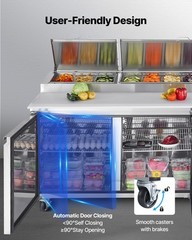 VEVOR Commercial Refrigerated Pizza Prep Table Stainless Steel Fridge TripleDoor