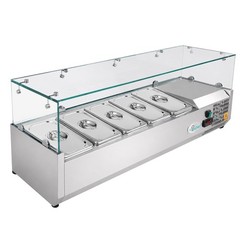 47″ Refrigerated Condiment Prep Station with 5 x 1/4 GN Pans 35-50°F for Salad