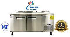NEW 71″ Commercial Pizza Prep Table Refrigerator Pizzeria Sandwich Stainless NSF