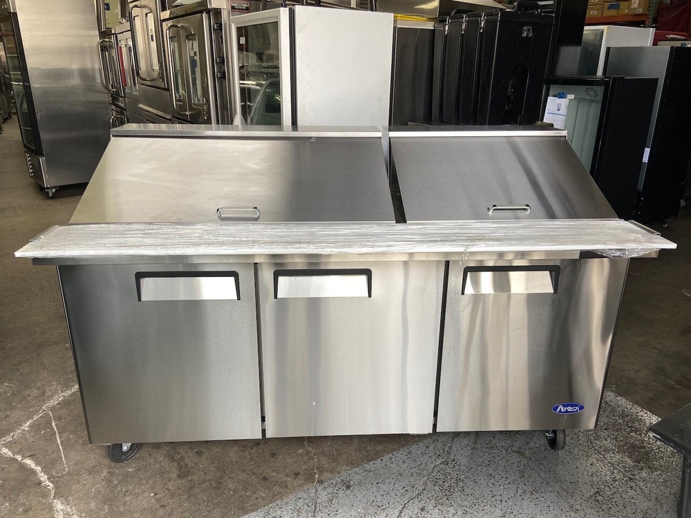 OPEN BOX NEW 3 Door 73″ Refrigerated Mega Top Prep Table Cooler NSF Atosa #2232