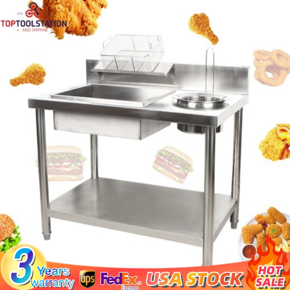 Commercial Breading Table Fried Food Prep Fry Chicken Work Table Breader Station