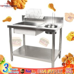 Commercial Breading Table Fried Food Prep Fry Chicken Work Table Breader Station