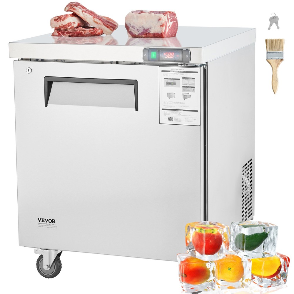 VEVOR 28″ Commercial Frozen Refrigerator Sandwich & Salad Prep Table 7.4 Cu. Ft