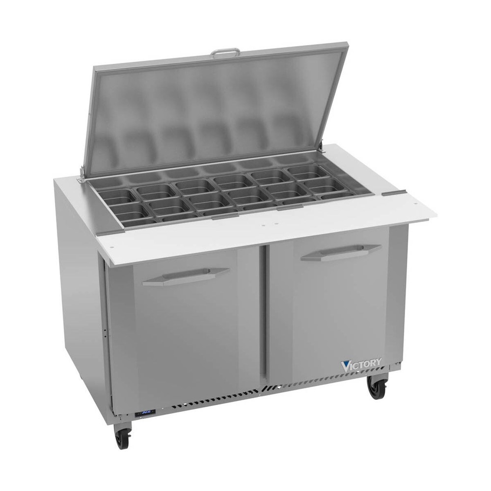 Victory VSP48HC-18B 48″ Mega Top Refrigerated Sandwich/Salad Prep Table w/ 2 …
