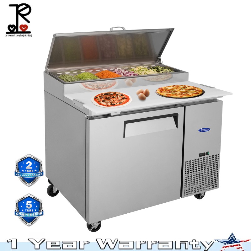Orikool 44″ 11Cu.Ft Commercial Pizza Prep Table with a Built-in Refrigerator ETL