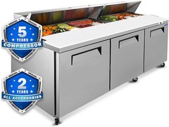 72” Commercial Refrigerator Salad Sandwich Prep Table Restaurant Bars W/18 Pans