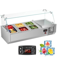 40″ Countertop Condiment Refrigerated Salad Sandwich Prep Station Glass Shield