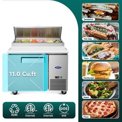 44″ Stainless Steel Commercial Pizza Prep Refrigerator – 11 CuFt Capacity