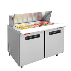 Mega Top Sandwich Salad Prep Table, 48″ 2 Door Refrigerated Prep Table, 18 Pans