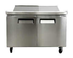 NSF 48″ Two Door Sandwich Salad Prep Table 16 Pan Pizza Food Trailer Cooler 115V