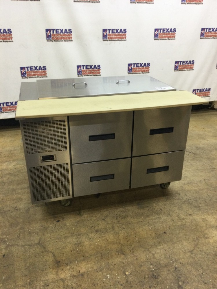 Randell PT-48-18W 48” 4 Drawer Sandwich Salad Prep Table With Casters