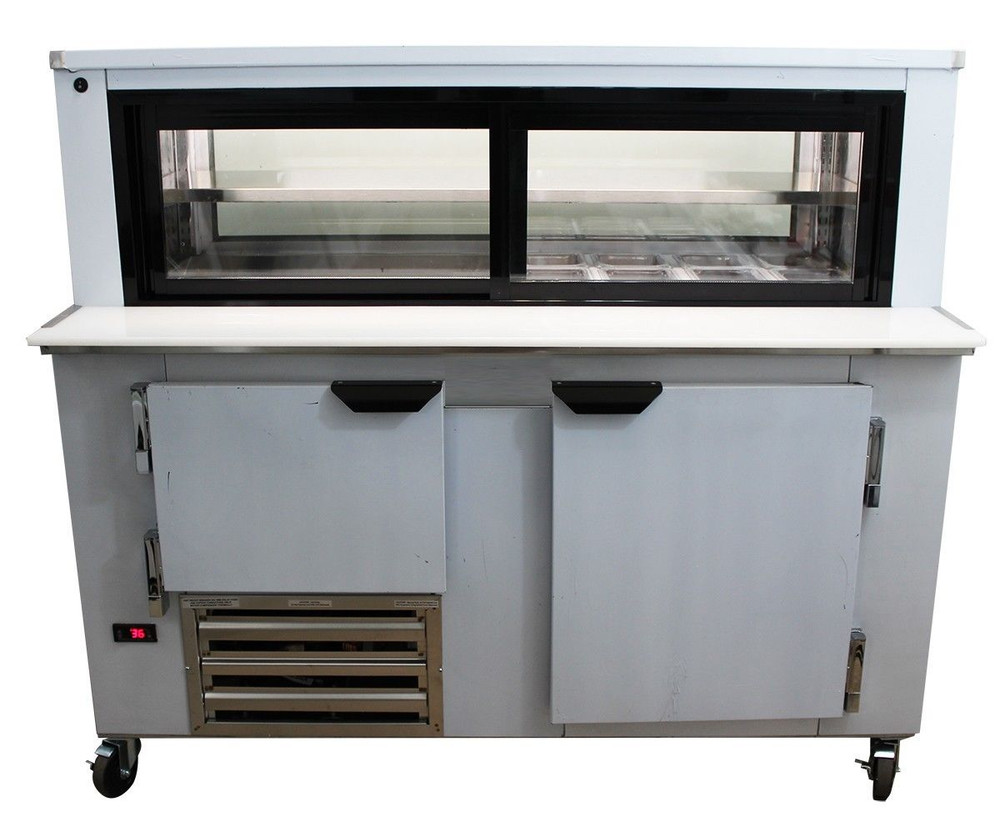 Cooltech 1-1/2 Door Glass Box Display Refrigerated Sandwich Prep Table 48″