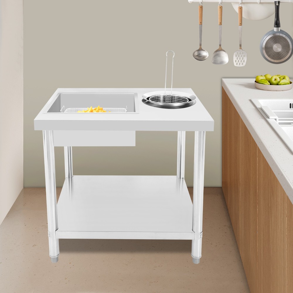 Commercial Breading Table Fried Chicken Station Prepare Workdesk Stainless Steel