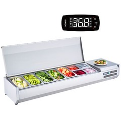 VEVOR 71″ Countertop Refrigerated Condiment Salad Prep Station w/Stainless Cover