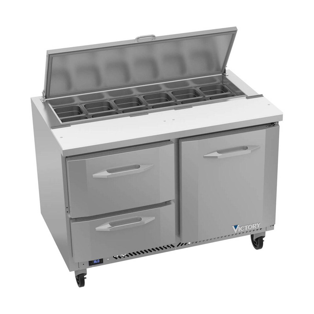 Victory VSPD48HC-12-2 48″ 1 Door 2 Drawer Refrigerated Sandwich / Salad Prep …