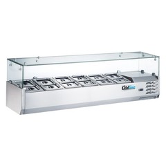 60″ Refrigerated Countertop Salad Bar, Glass Topping Rail, 6 Pans