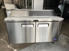 NEW OPEN BOX 2 Door 60″ Refrigerated Prep Table Stainless Cooler NSF Atosa #2226